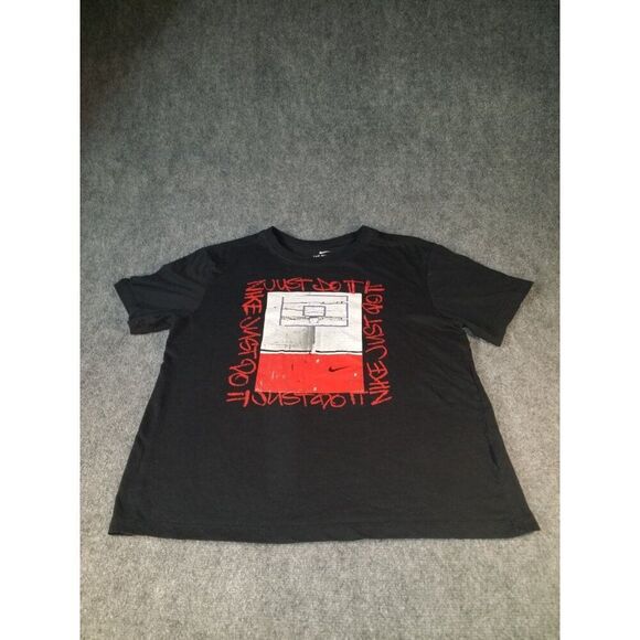 Nike Dri-Fit Just Do It Swoosh Basketball Tshirt Men Sz M Black Graphic Print - Picture 1 of 7